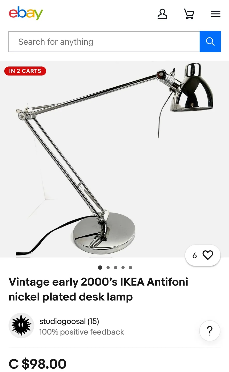 VINTAGE IKEA ANTIFONI Desk Lamp + free scented candle image indicator(9)