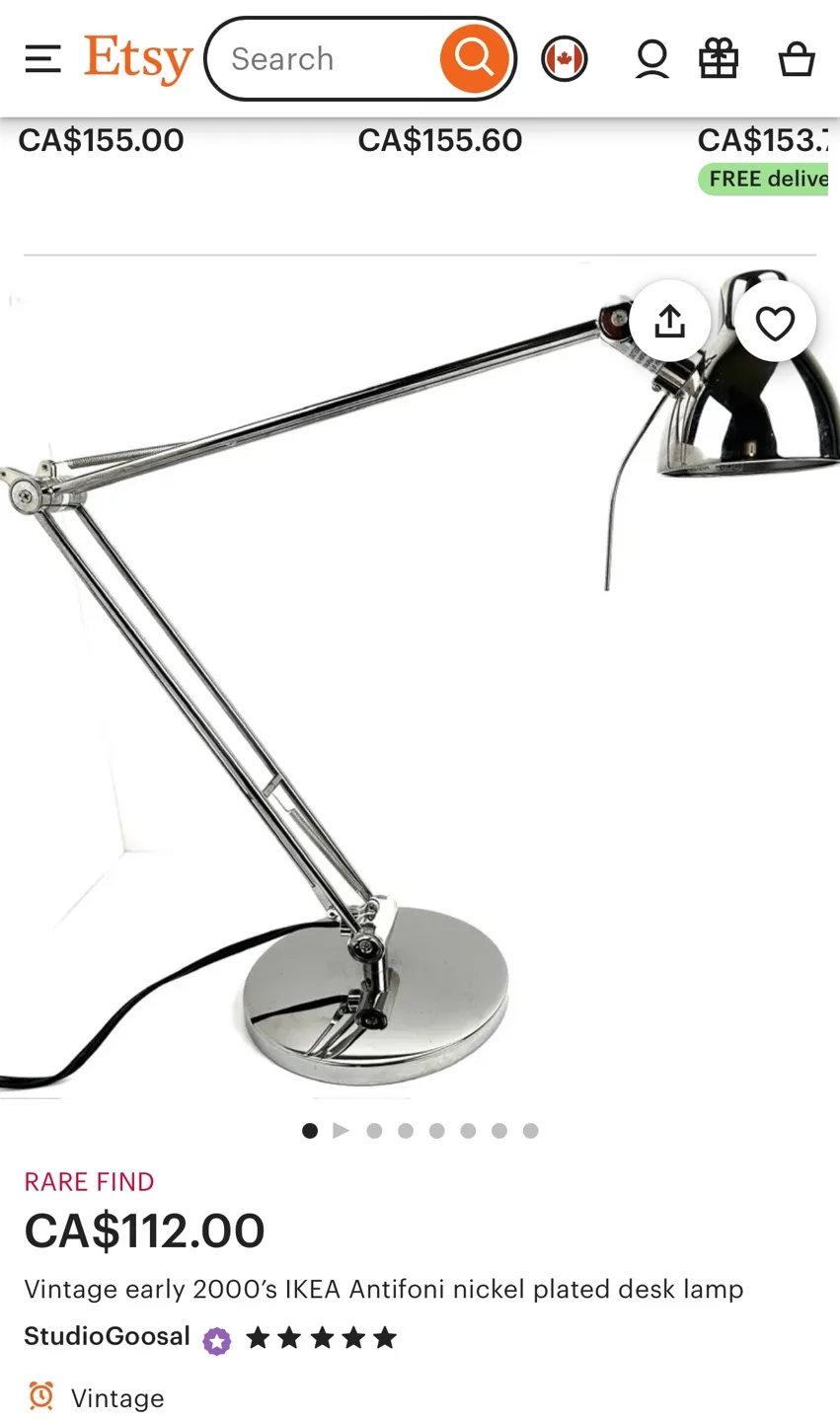 VINTAGE IKEA ANTIFONI Desk Lamp + free scented candle image indicator(10)