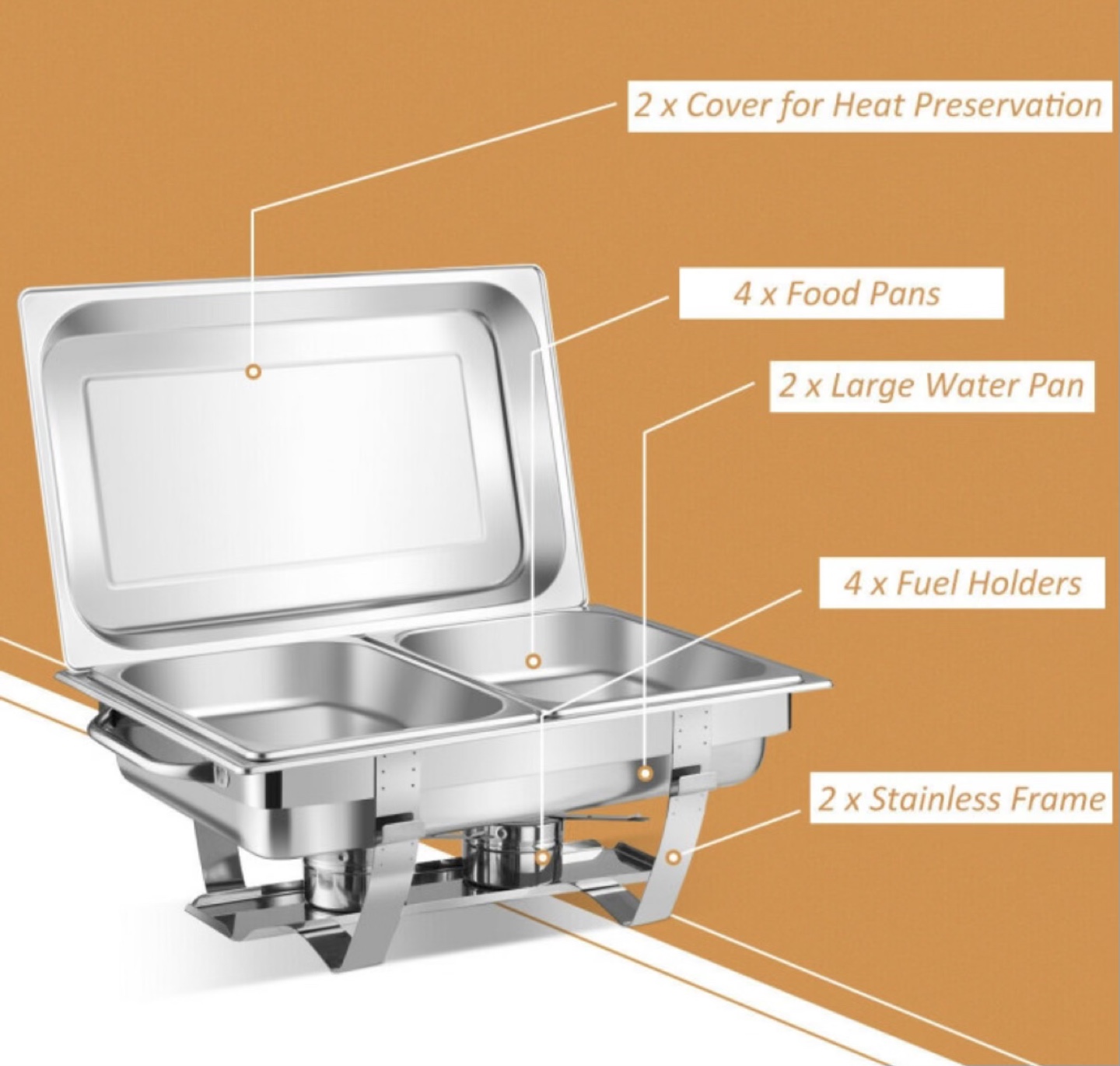 Stainless Steel Chafing Dish Food Warmer Buffet Server - photo 2