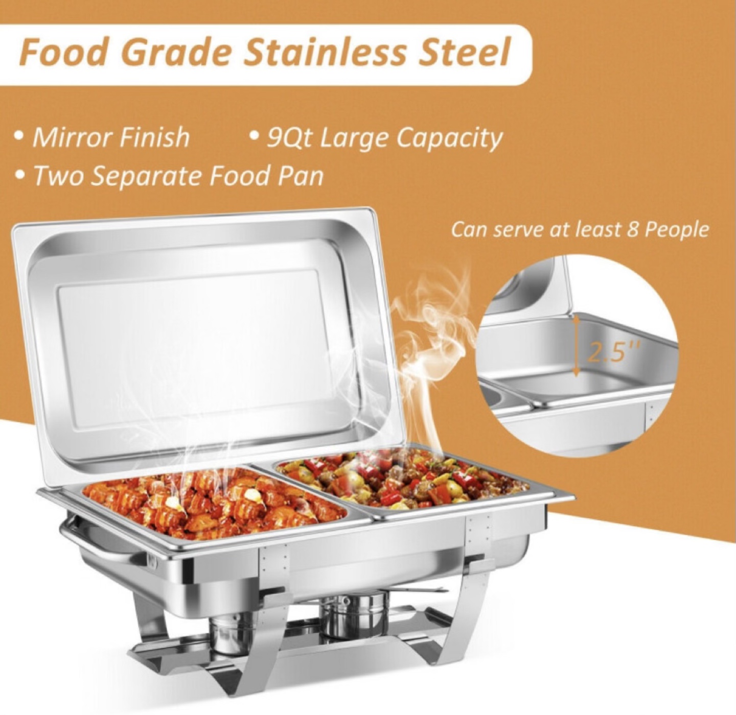 Stainless Steel Chafing Dish Food Warmer Buffet Server - photo 4