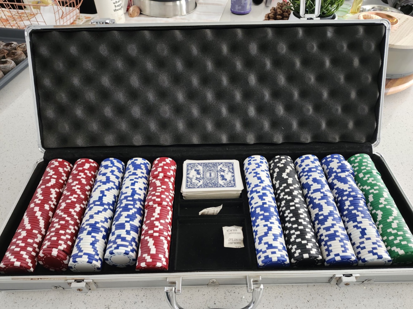 Aluminum Poker Chip Case with Chips & Cards