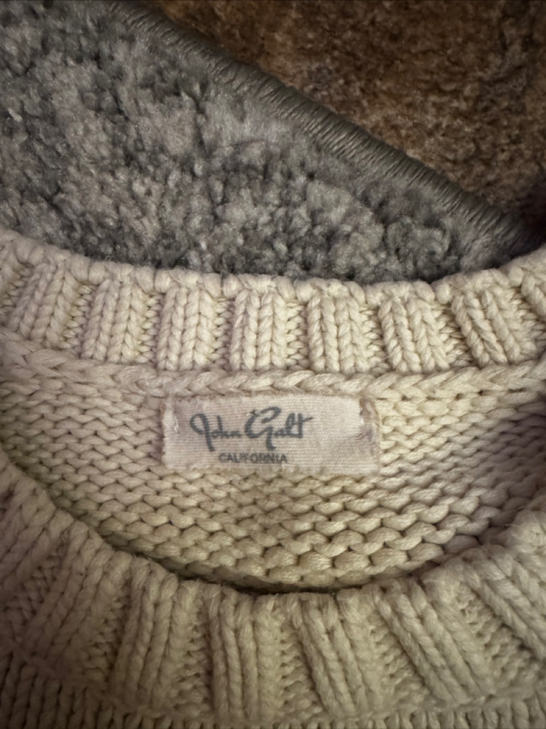 John Galt California Cream Crewneck Sweater with American Flag - photo 2