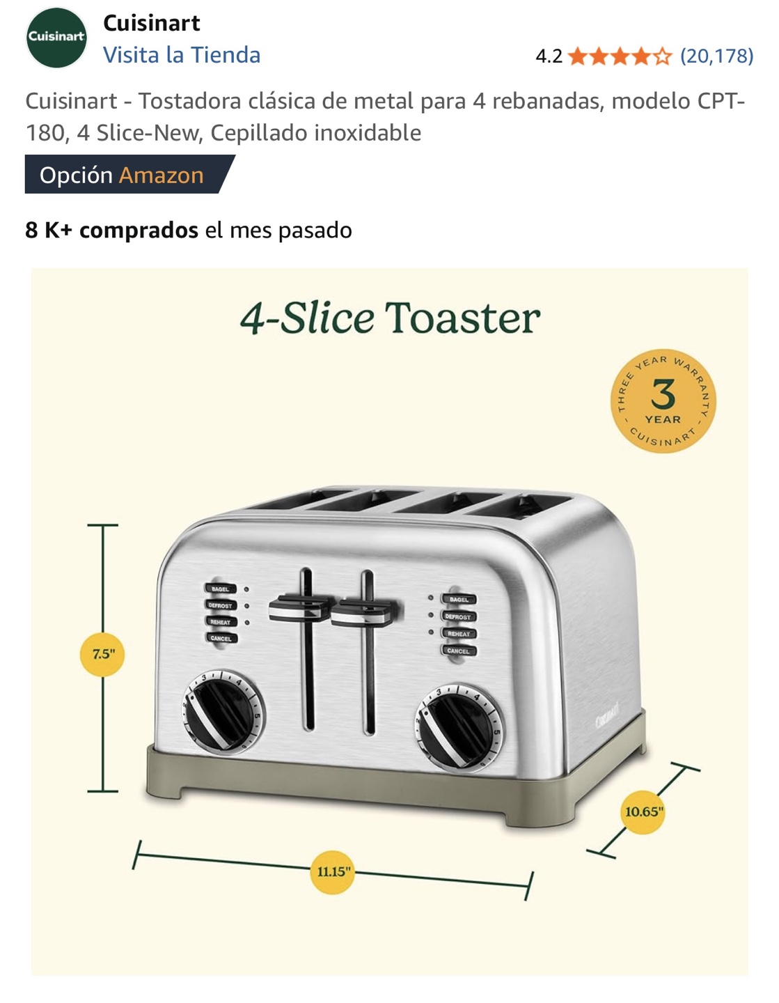 Cuisinart CPT-180 4-Slice Toaster - Stainless Steel - photo 3