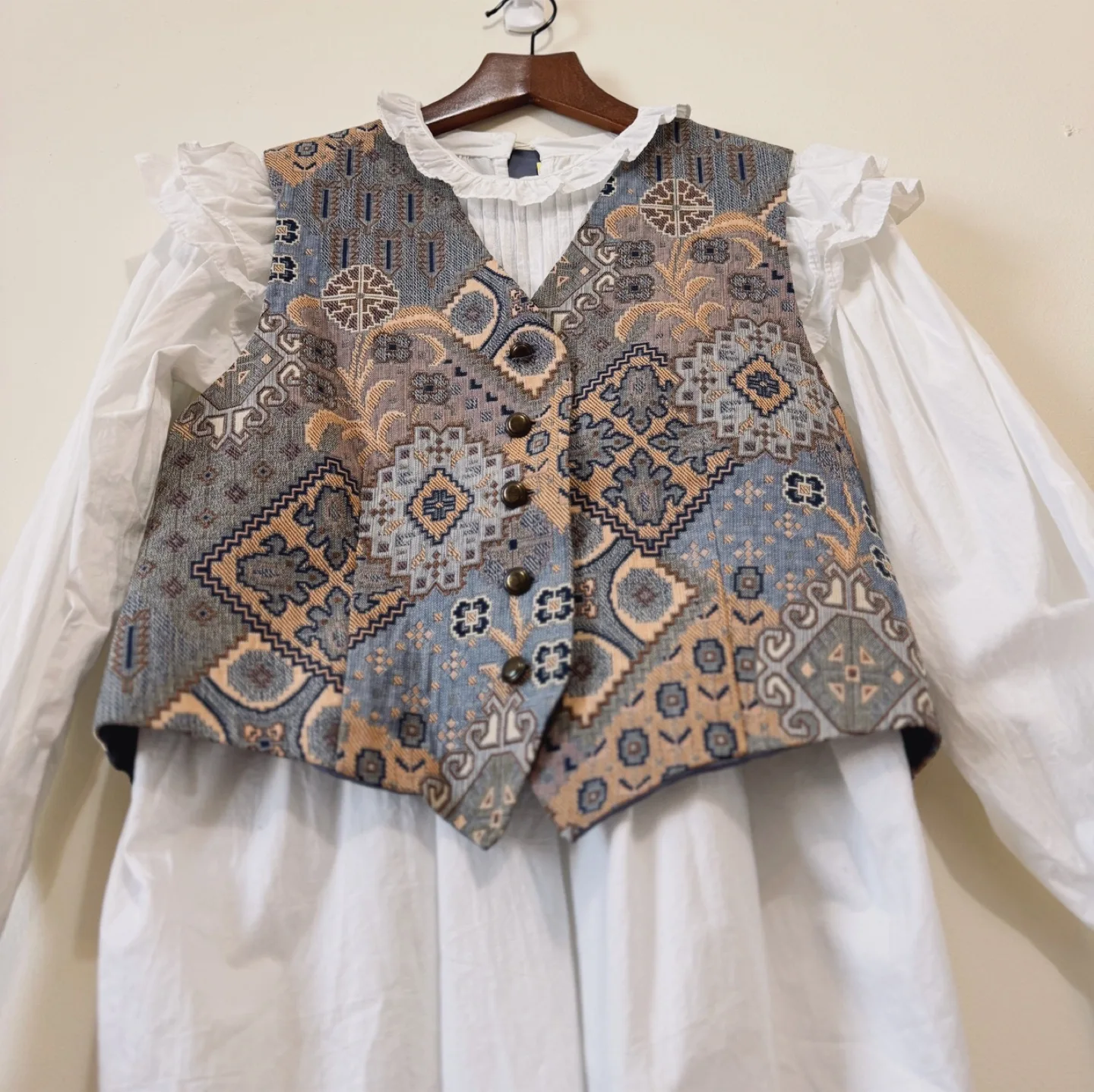 British Vintage Tapestry Button Vest- Made in UK image indicator(2)