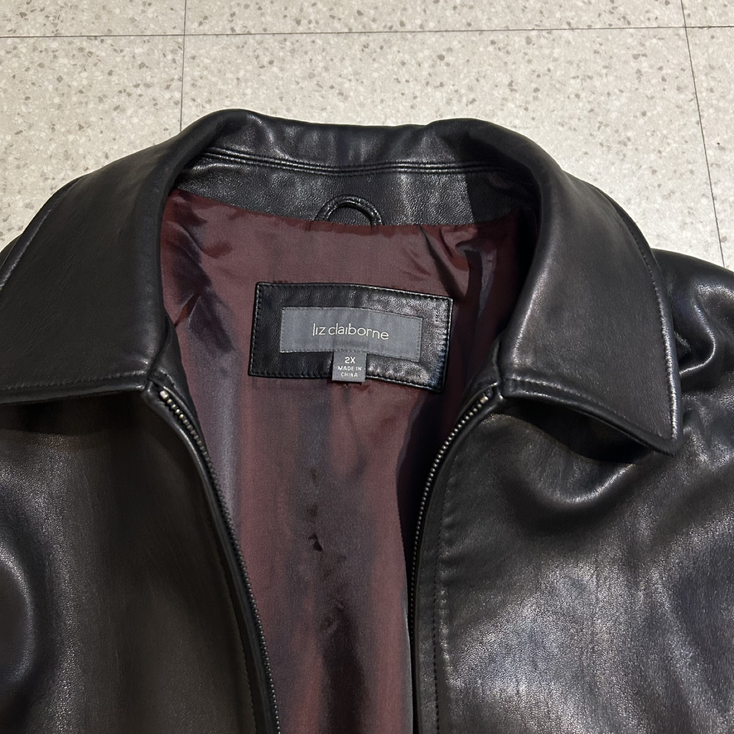 Liz Claiborne Women's Black Leather Jacket - Size 2X - photo 2