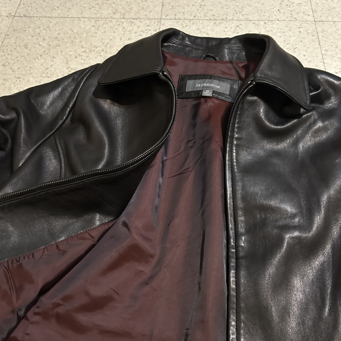 Liz Claiborne Women's Black Leather Jacket - Size 2X - photo 3