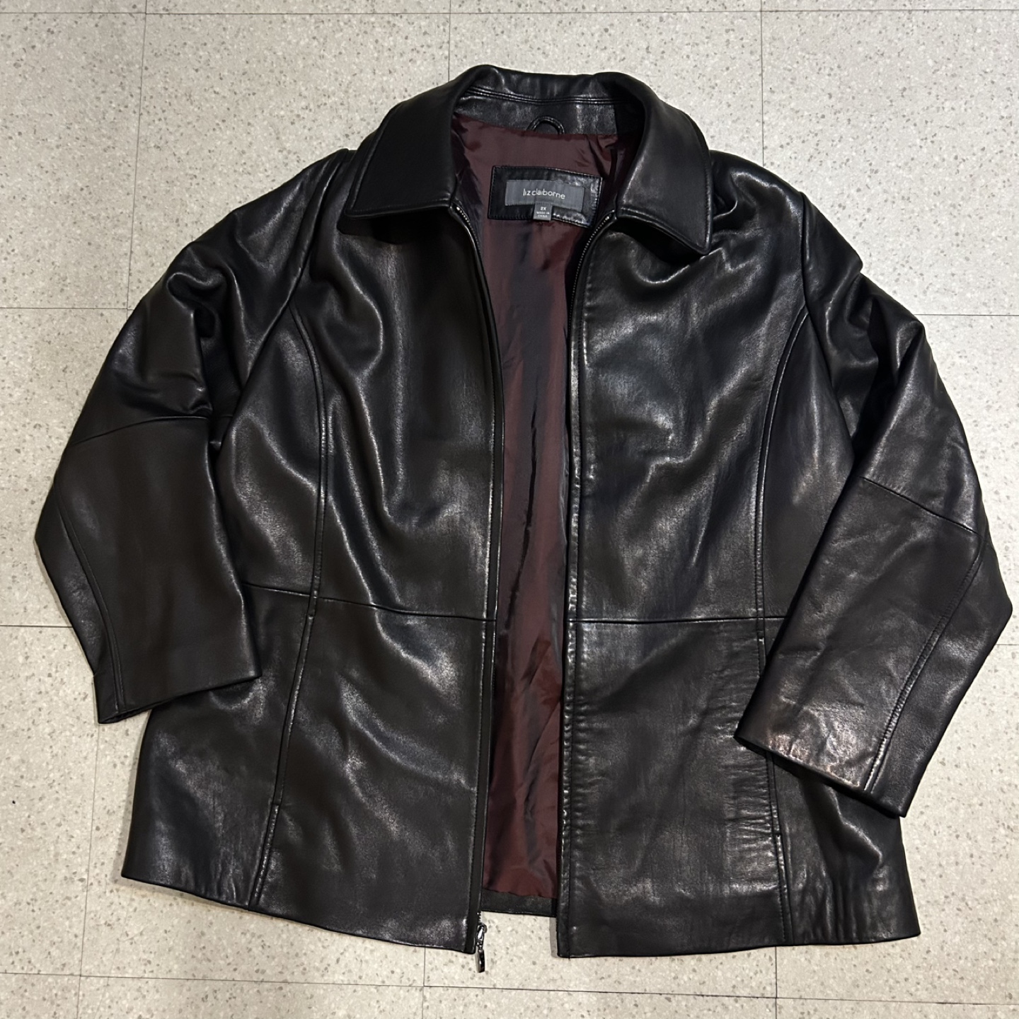 Liz Claiborne Women's Black Leather Jacket - Size 2X