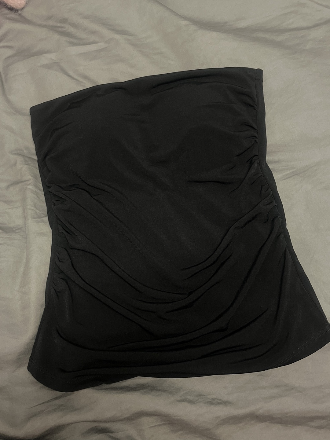 Black Ruched Padded Tube Top