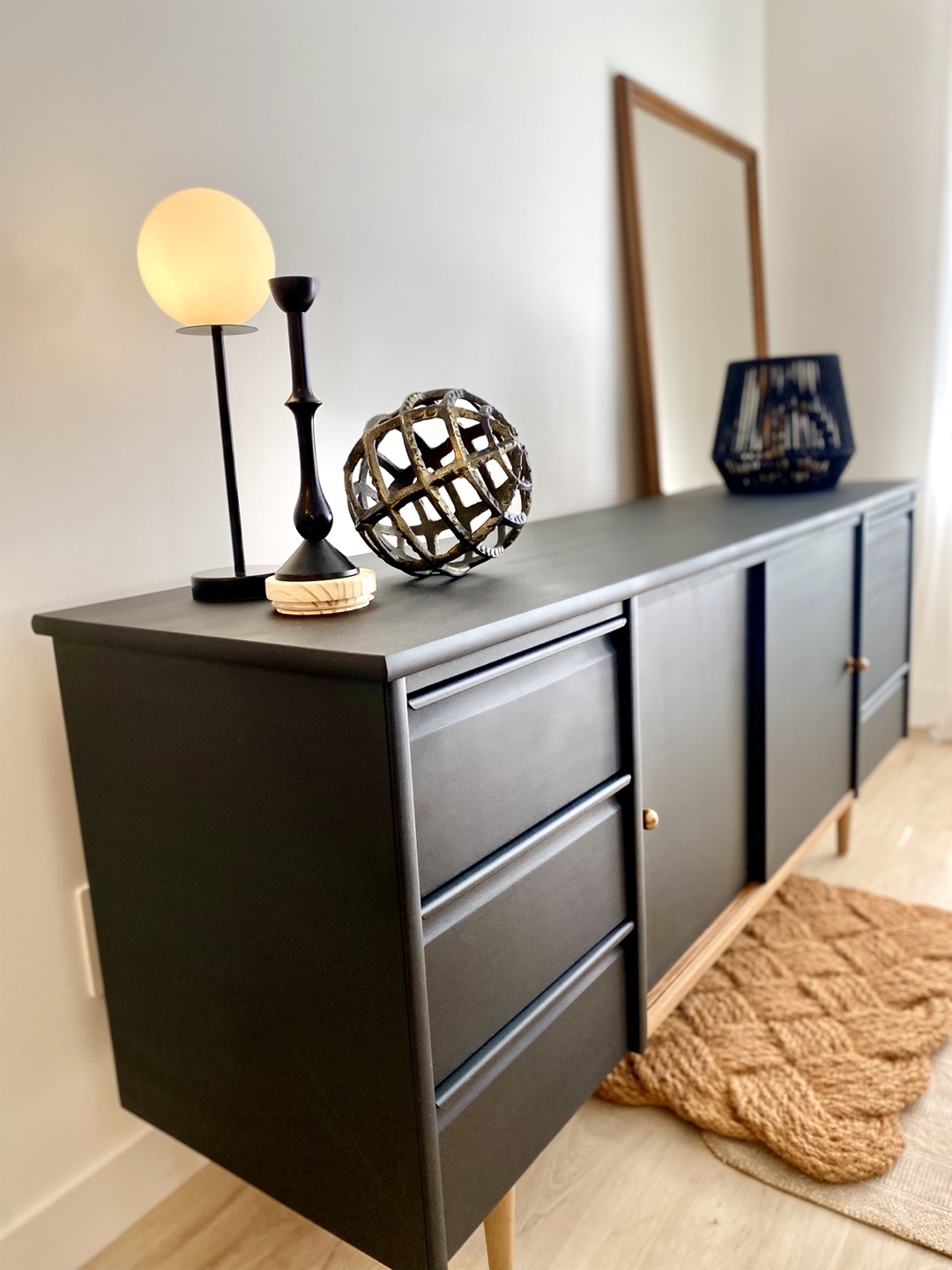 Mid-Century Modern Black Buffet - photo 3