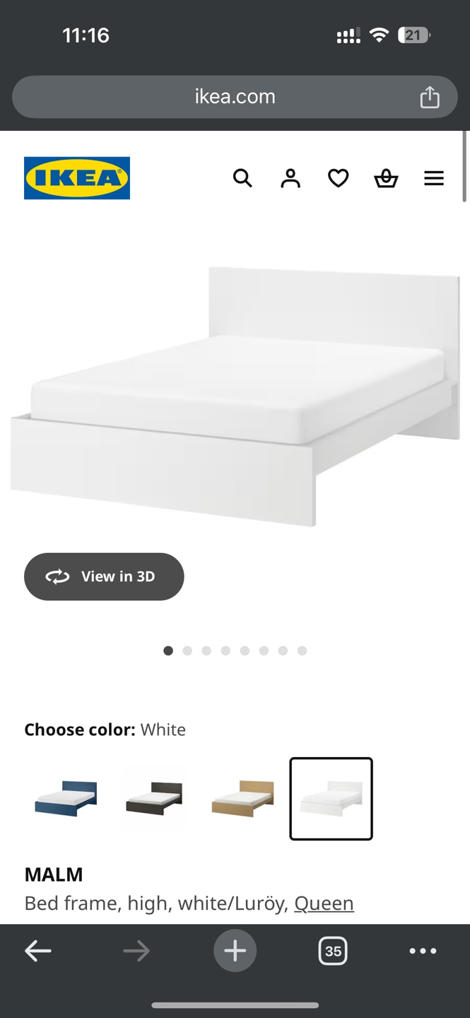 IKEA MALM Queen Bed Frame, White - photo 2