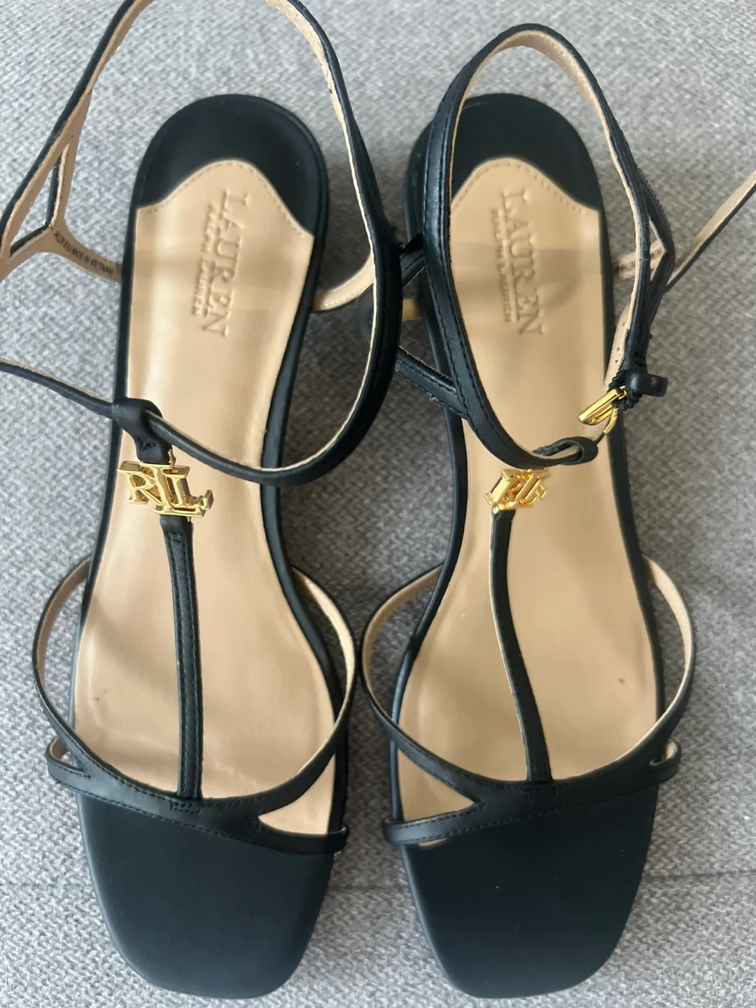 Lauren Ralph Lauren Black Leather Sandals, Size: 8.5 thumbnail