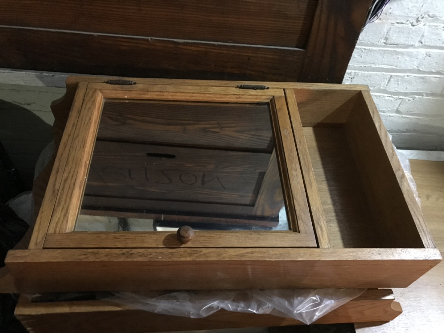 Wooden Wall Cabinet with Mirror
