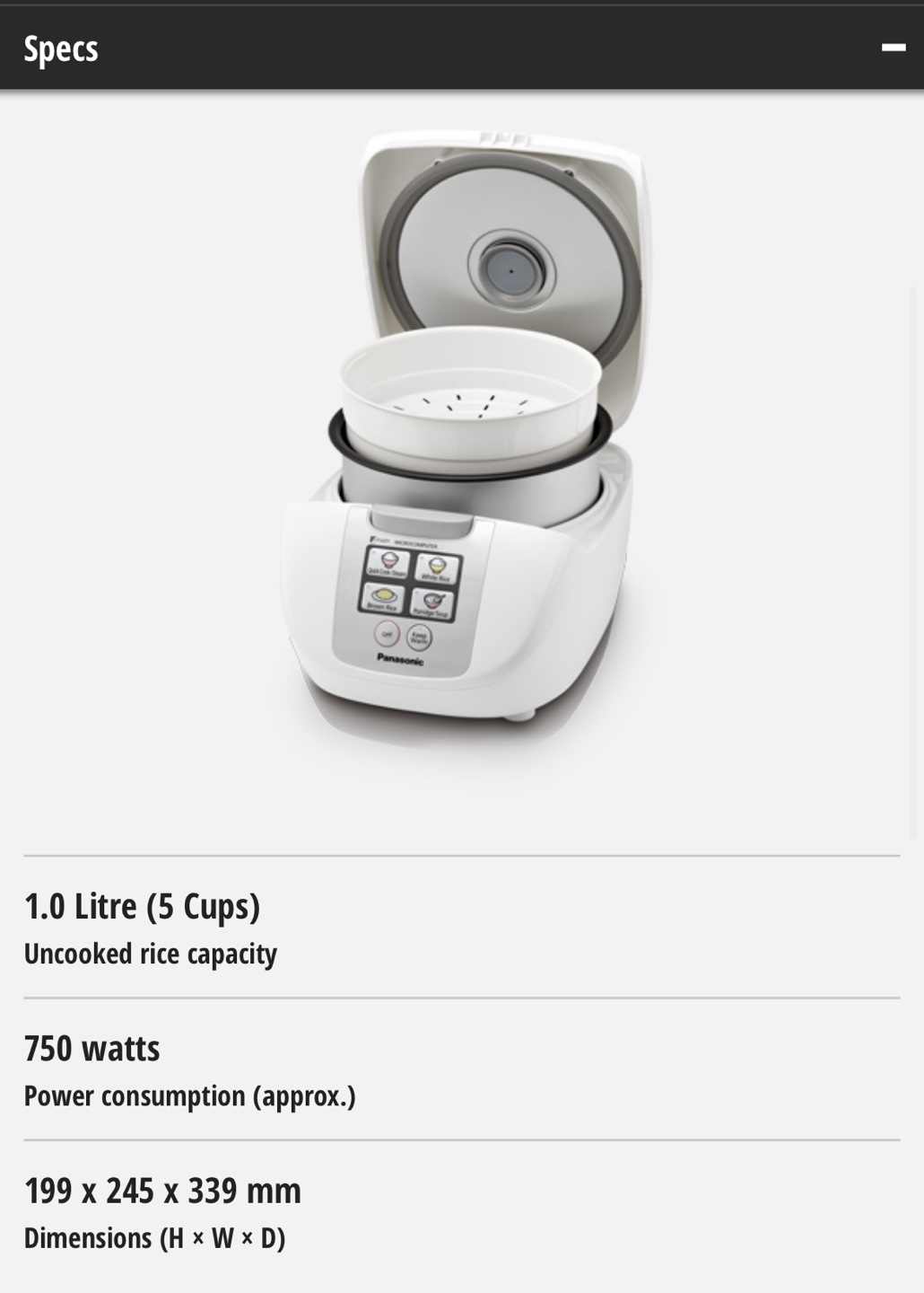 Panasonic SR-DF101 Rice Cooker
