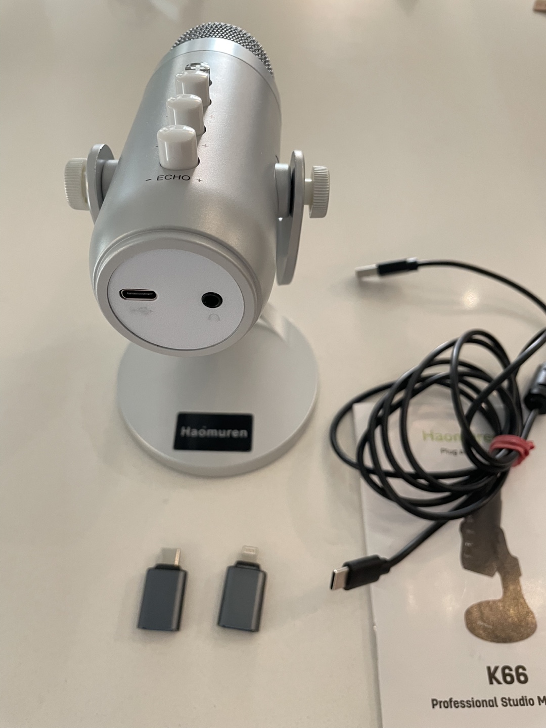 USB Condenser Microphone with cable and adaptor - photo 3