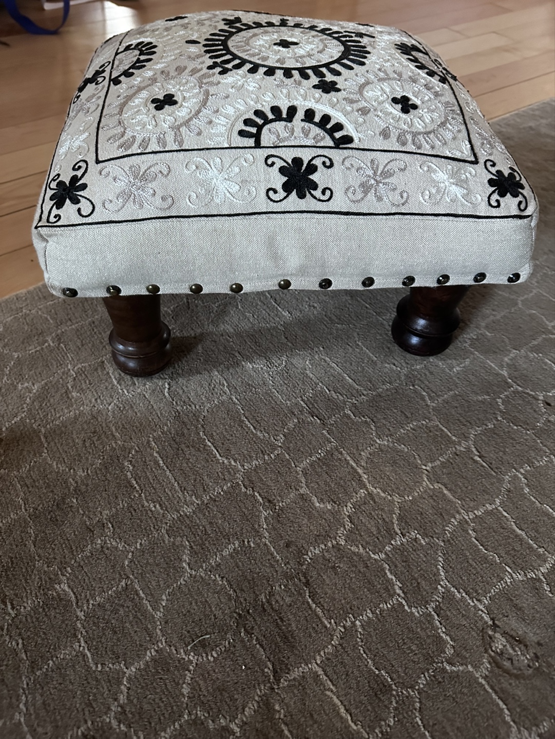Embroidered Ottoman Footstool