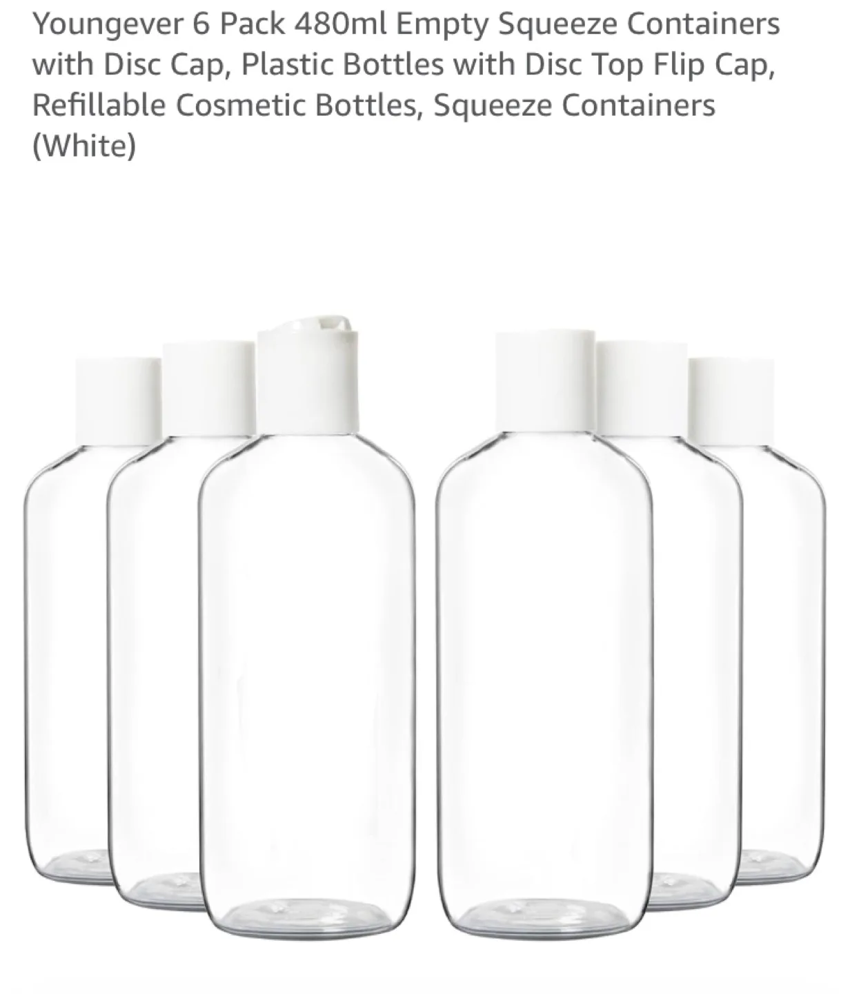 6 Pack 500ml Empty Squeeze Bottles with Disc Top Flip Cap image indicator(2)