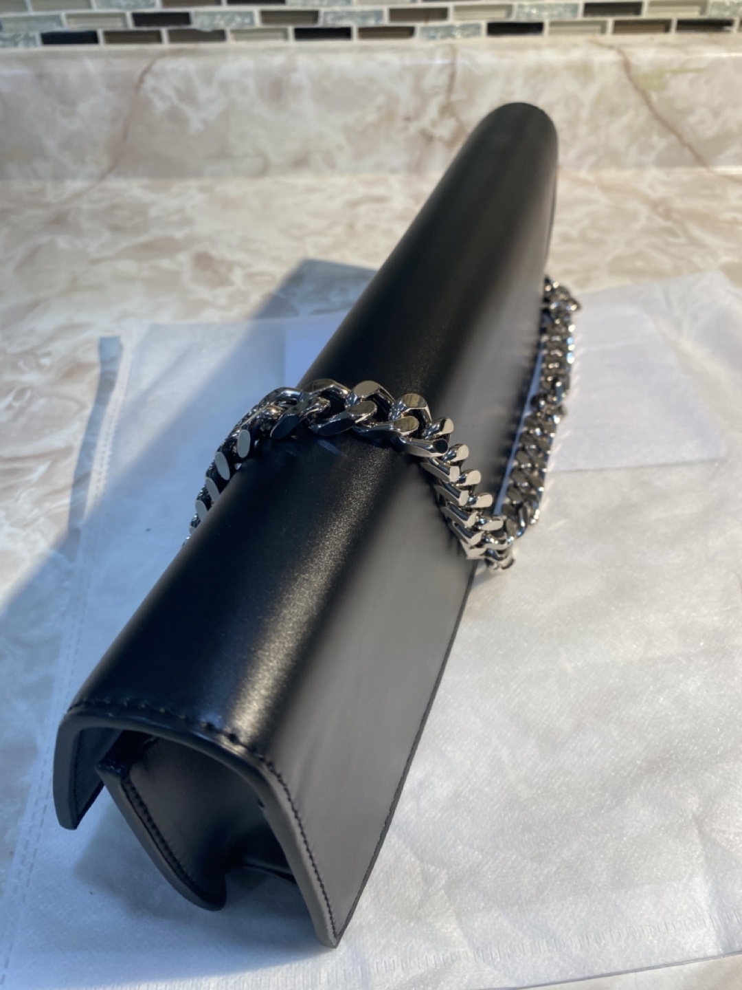 Black Leather Chain Bag