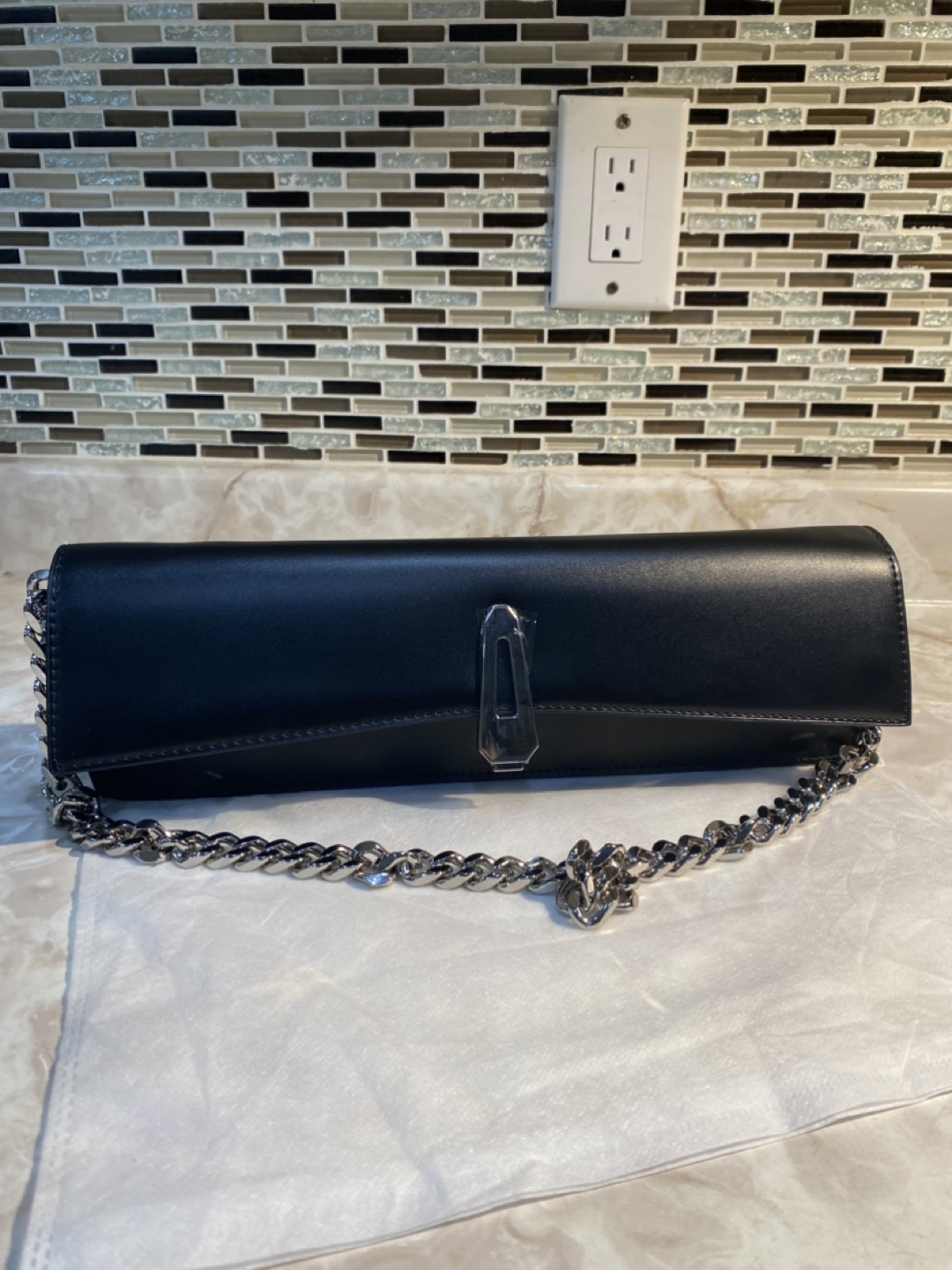 Black Leather Chain Bag - photo 4