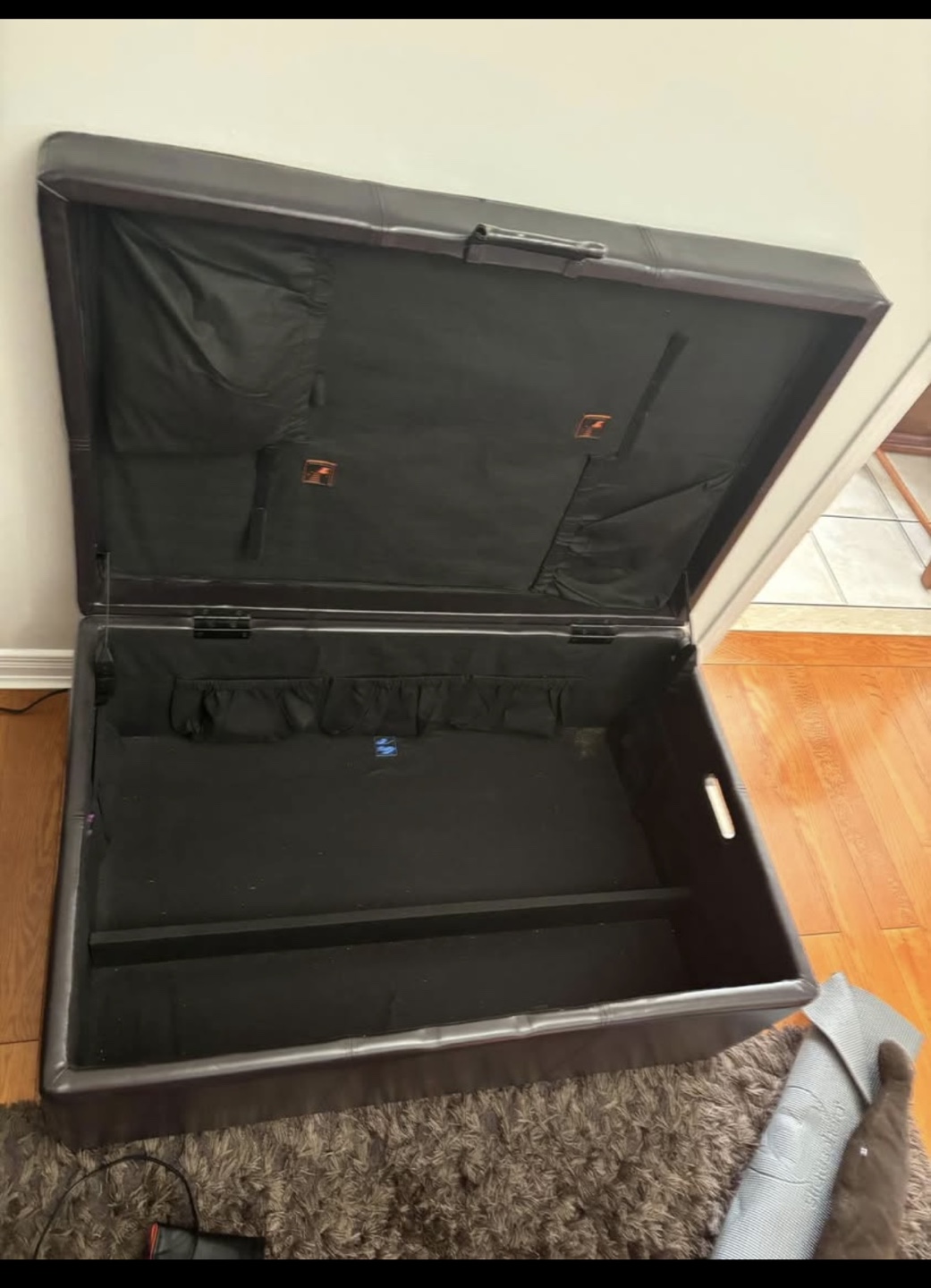 Brown Faux Leather Storage Ottoman - photo 2