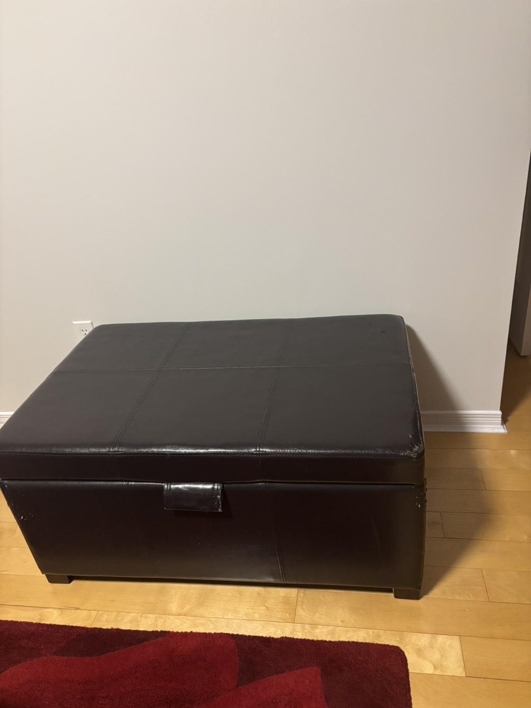 Brown Faux Leather Storage Ottoman