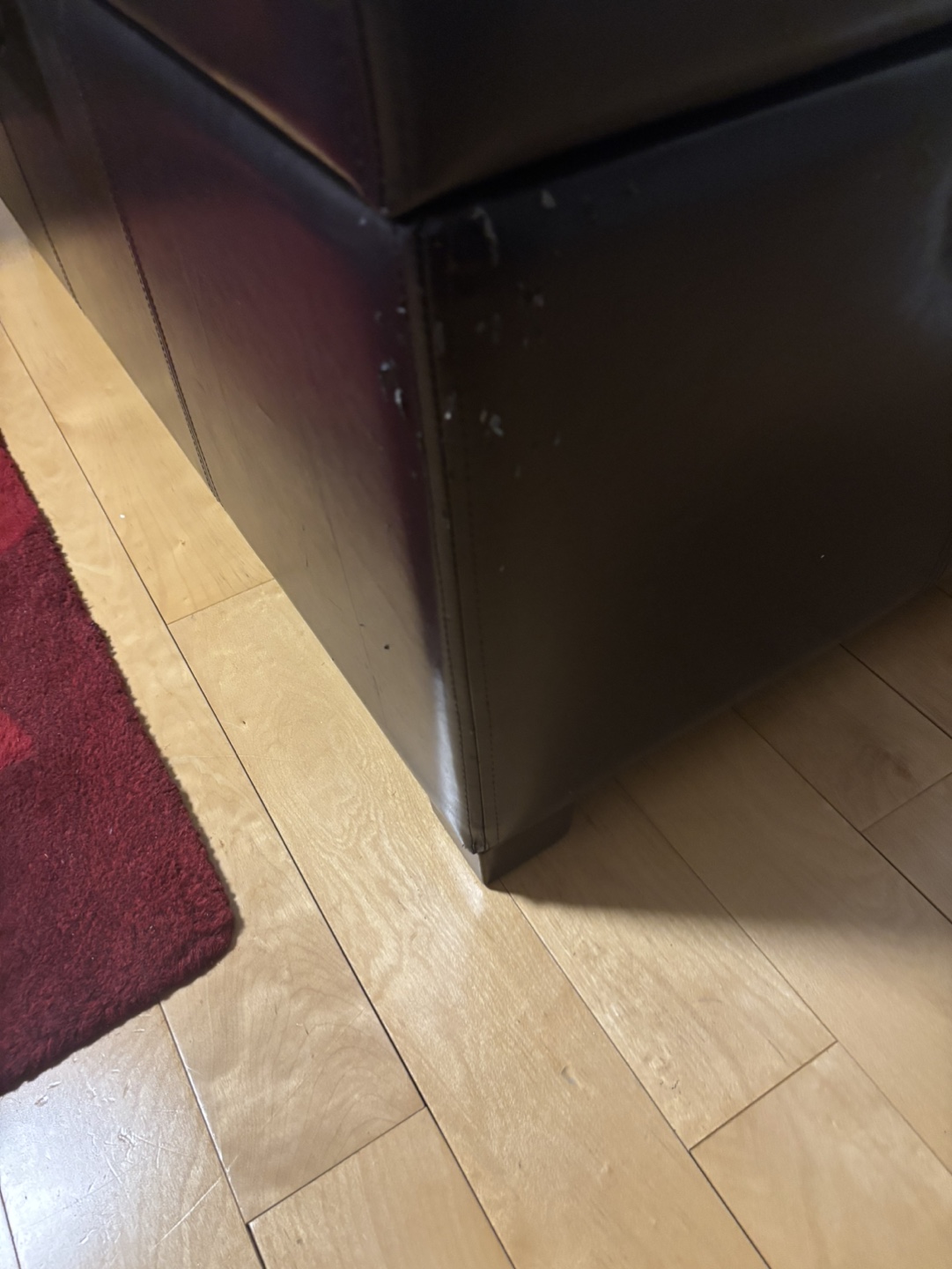Brown Faux Leather Storage Ottoman - photo 3