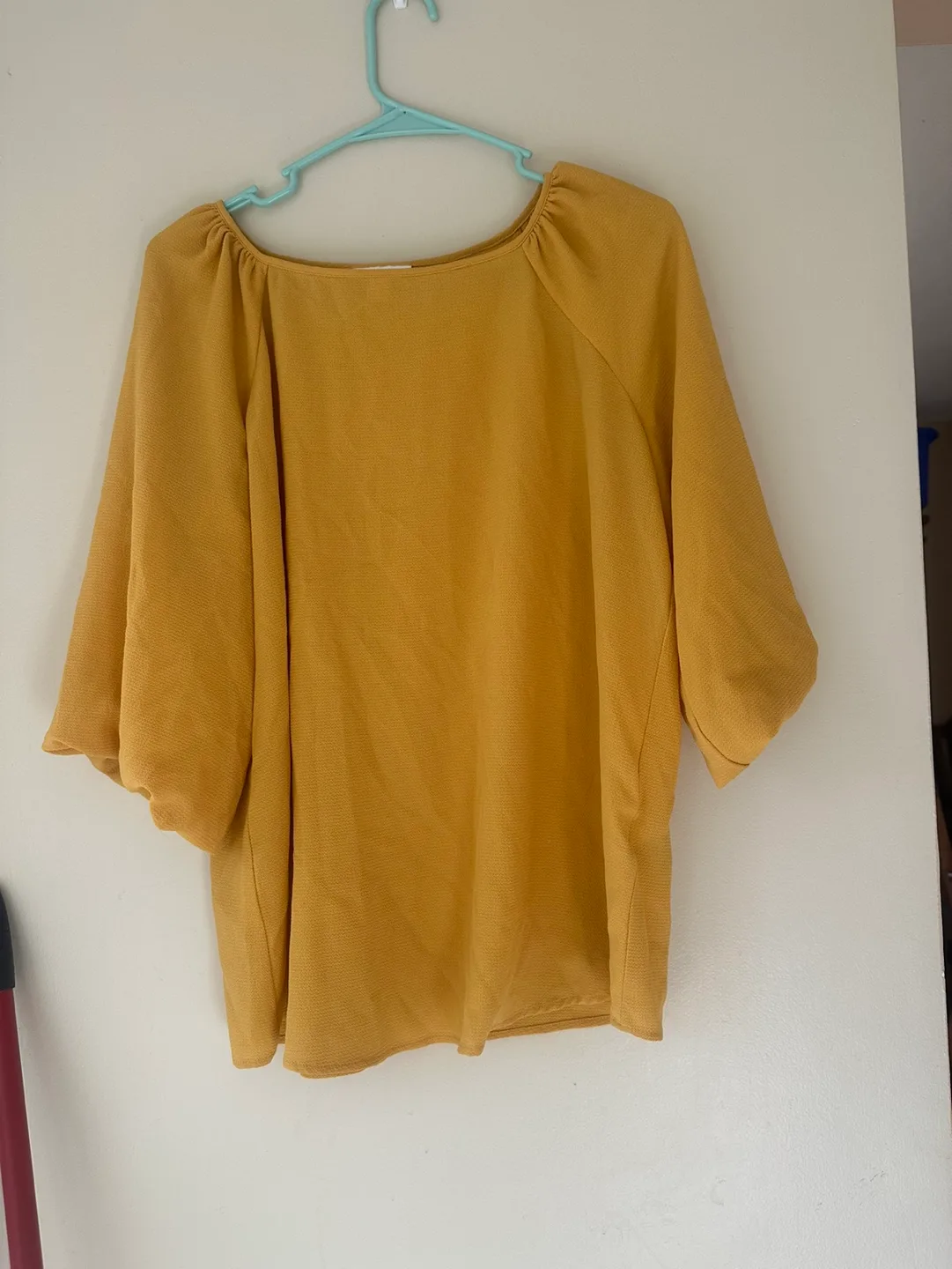 Mustard Yellow Puff Sleeve Blouse - Size Medium thumbnail