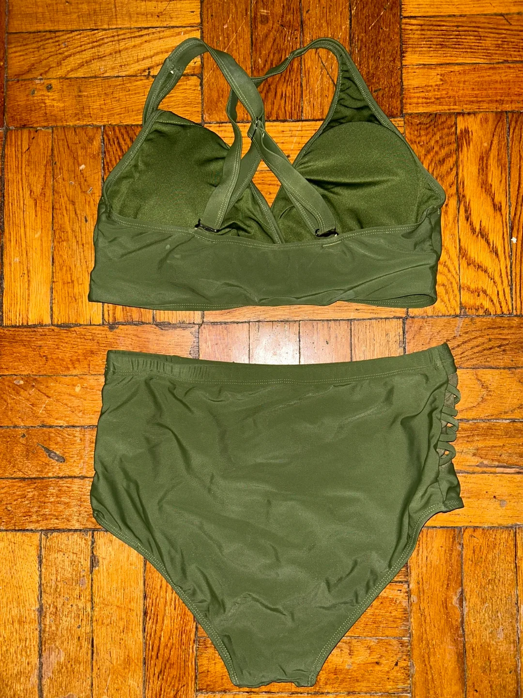 Yonique Olive Green High Waisted Bikini Set - SZ XL 💚 image indicator(2)