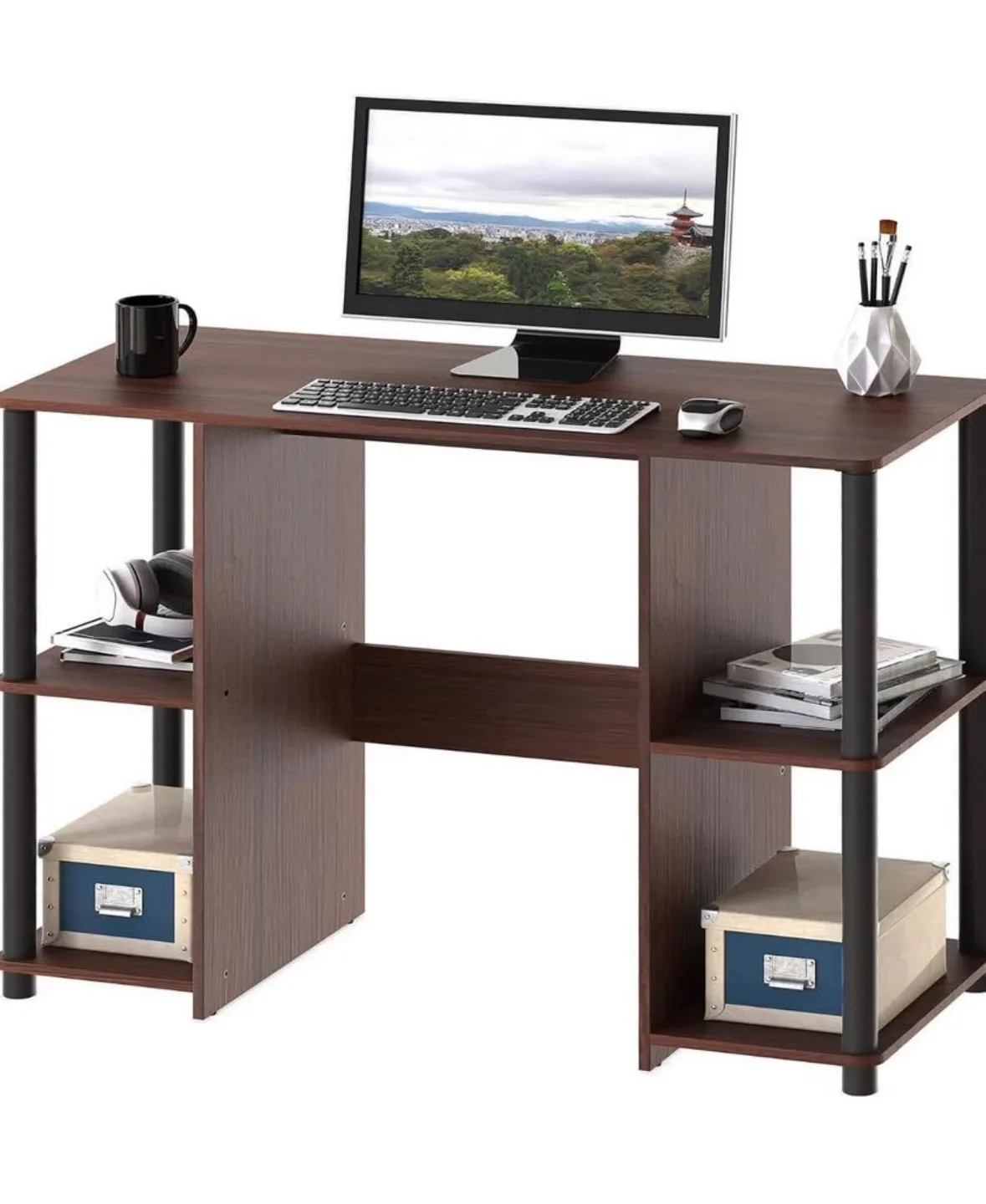 Home Office Desk with Storage Shelves thumbnail