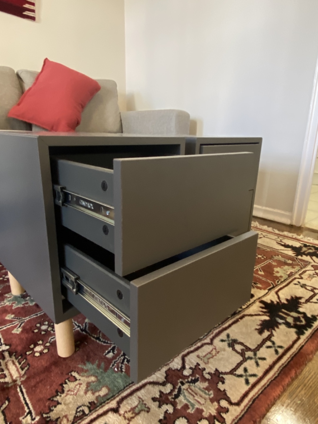 Pair of Dark Grey Two-Drawer Nightstands - photo 2