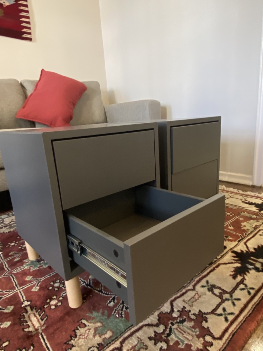 Pair of Dark Grey Two-Drawer Nightstands - photo 3