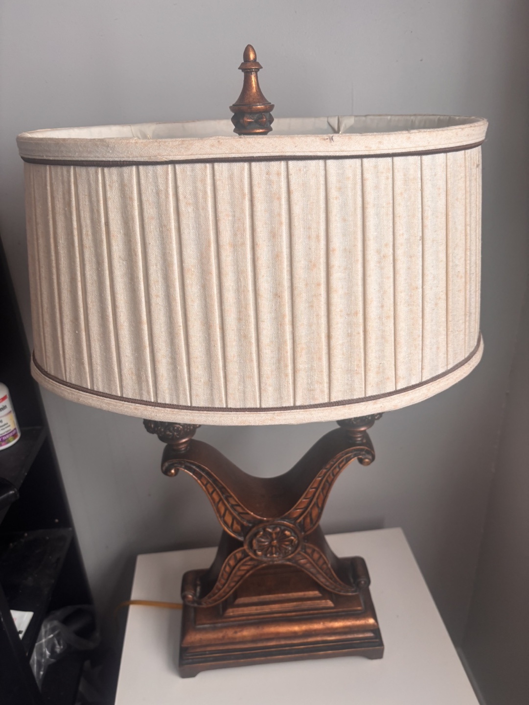 Two-Light Table Lamp with Pleated Shade