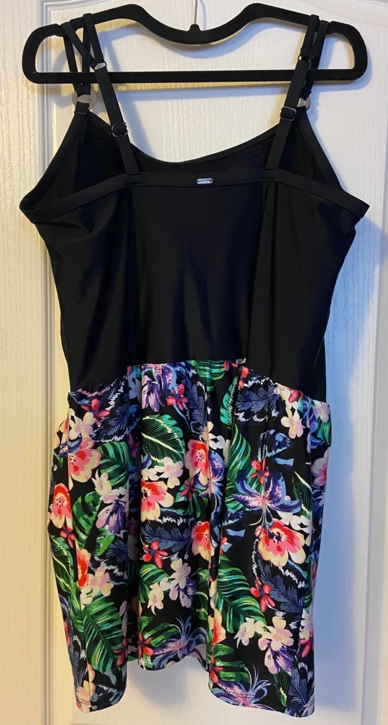 💚Krista Women's Size 20W Tropical Print Swim Dress image indicator(3)