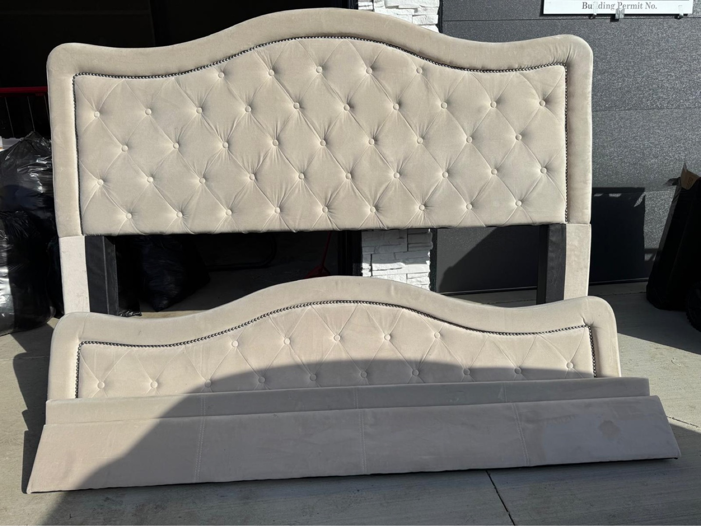 Queen-size upholstered headboard and footboard