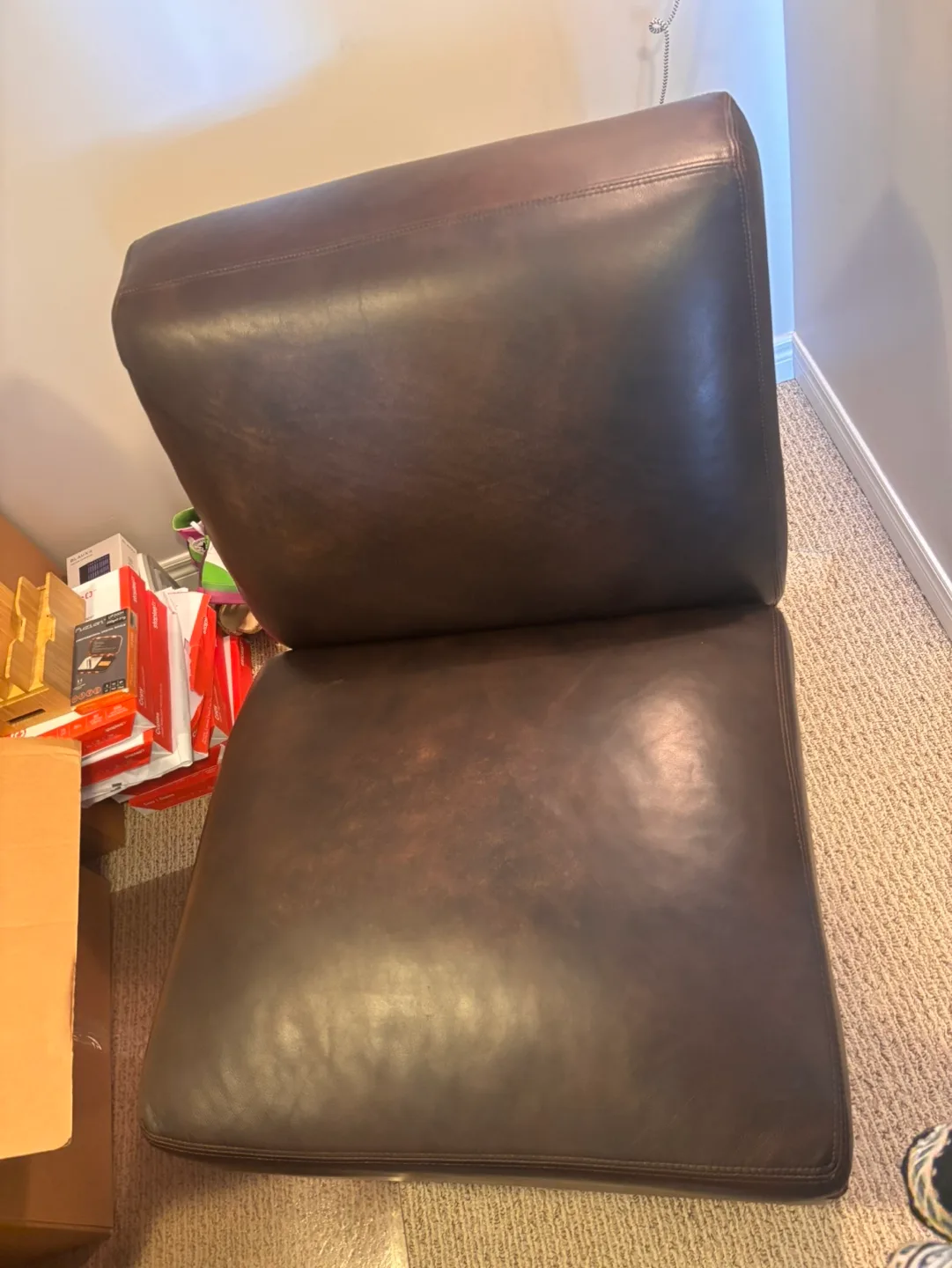 Dark Brown Leather Accent Chair thumbnail