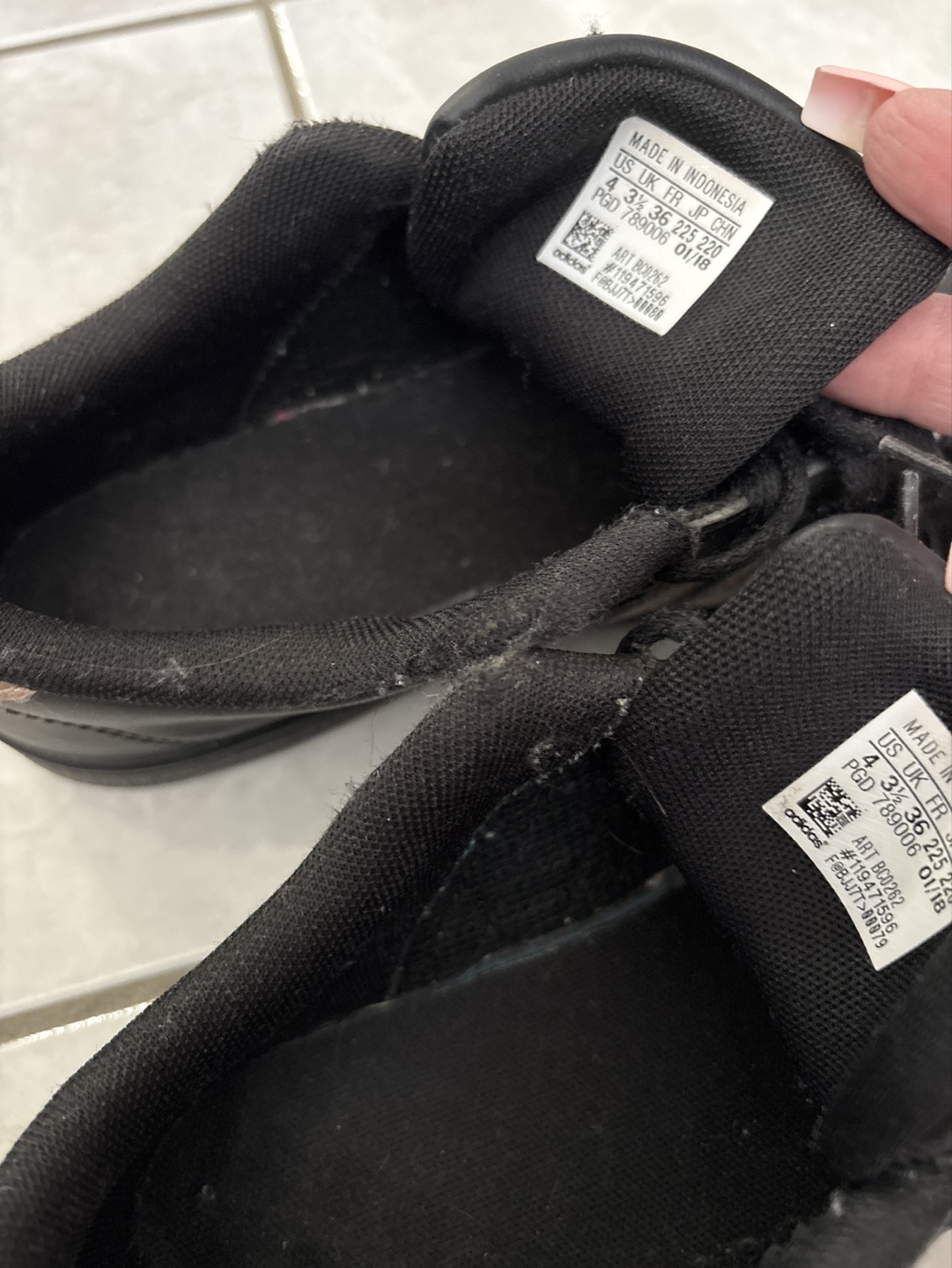 Adidas Girls' Black and Rose Gold Sneakers - Size 4 - photo 3