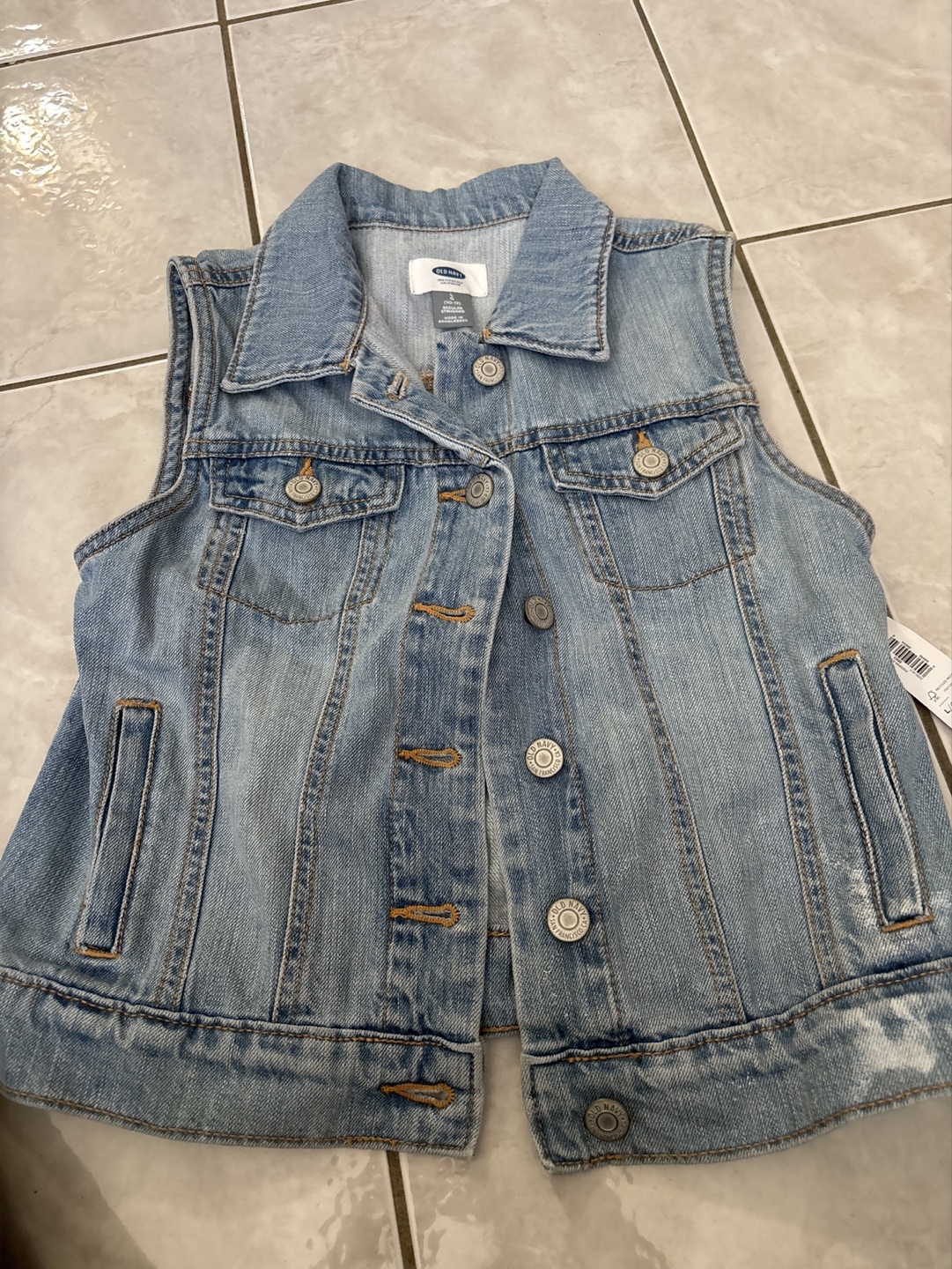 Old Navy Girls' Light Wash Denim Vest - Size Large (10-12)