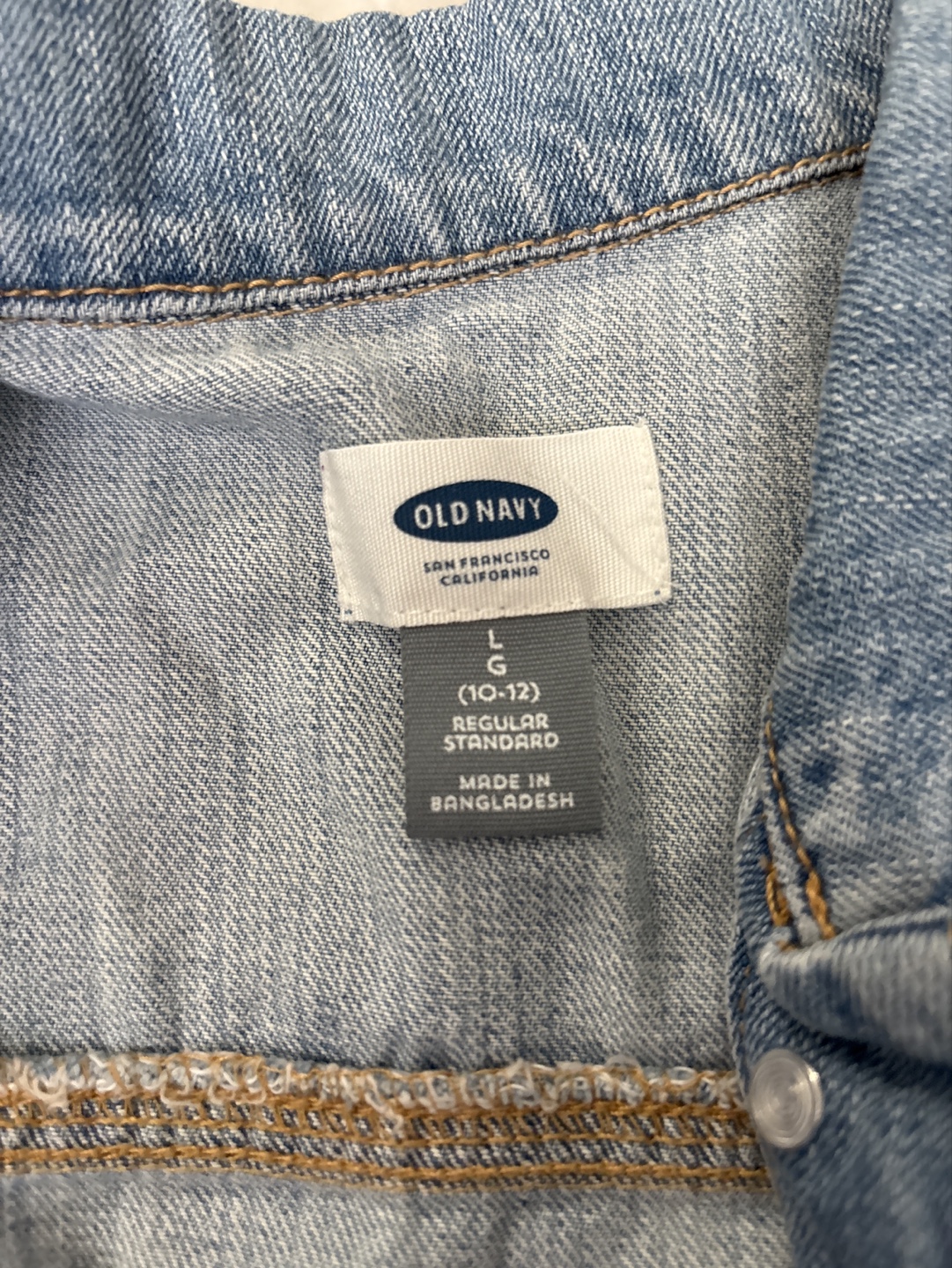 Old Navy Girls' Light Wash Denim Vest - Size Large (10-12) - photo 2
