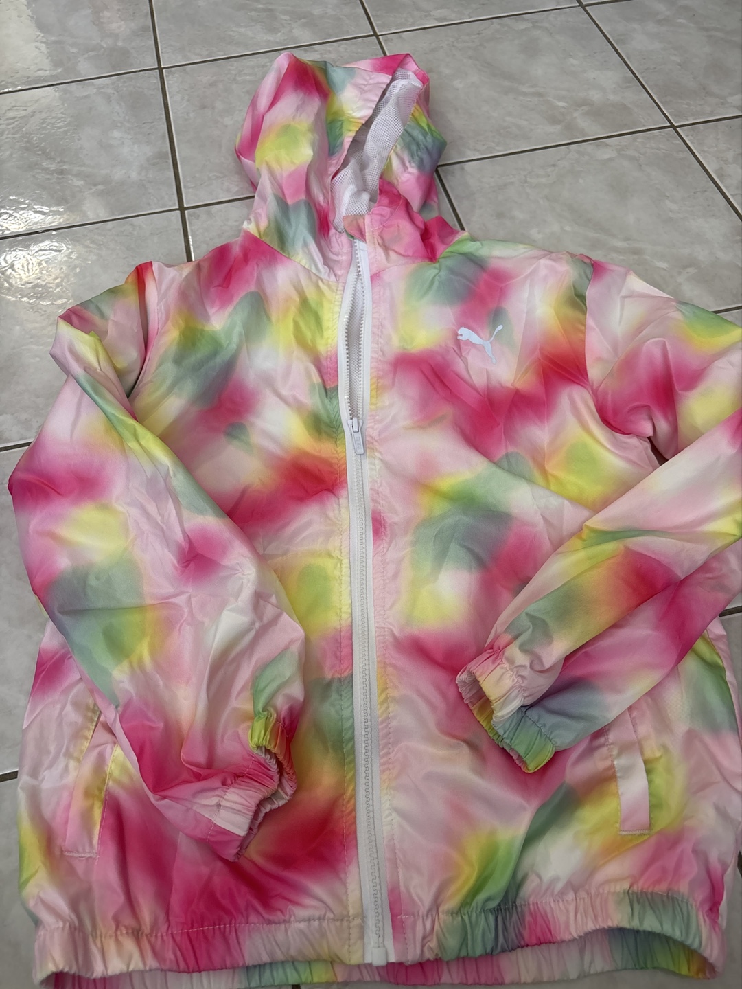 Puma Girls' Tie-Dye Windbreaker Jacket - Size XL (10-12)