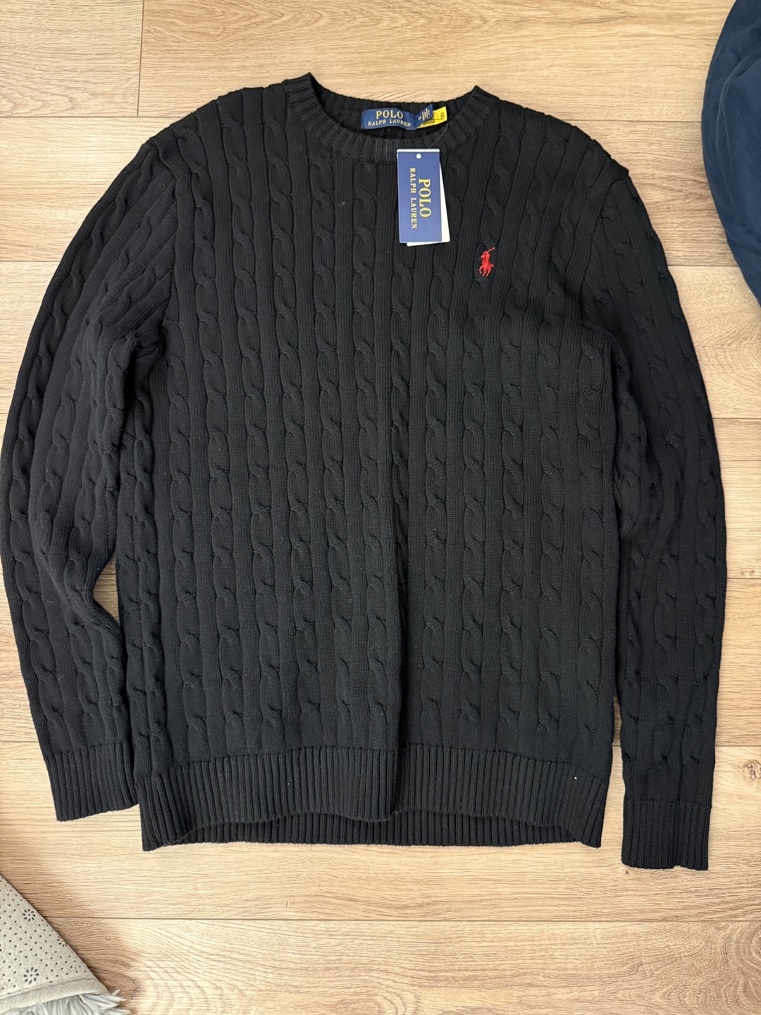 Polo Ralph Lauren Men's Black Cable Knit Sweater Size M - photo 2