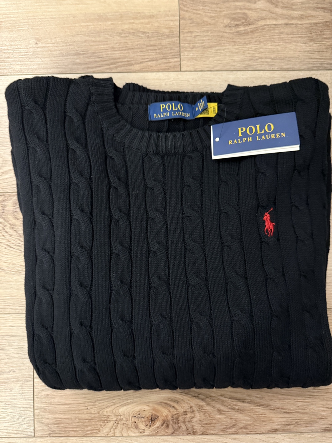 Polo Ralph Lauren Men's Black Cable Knit Sweater Size M
