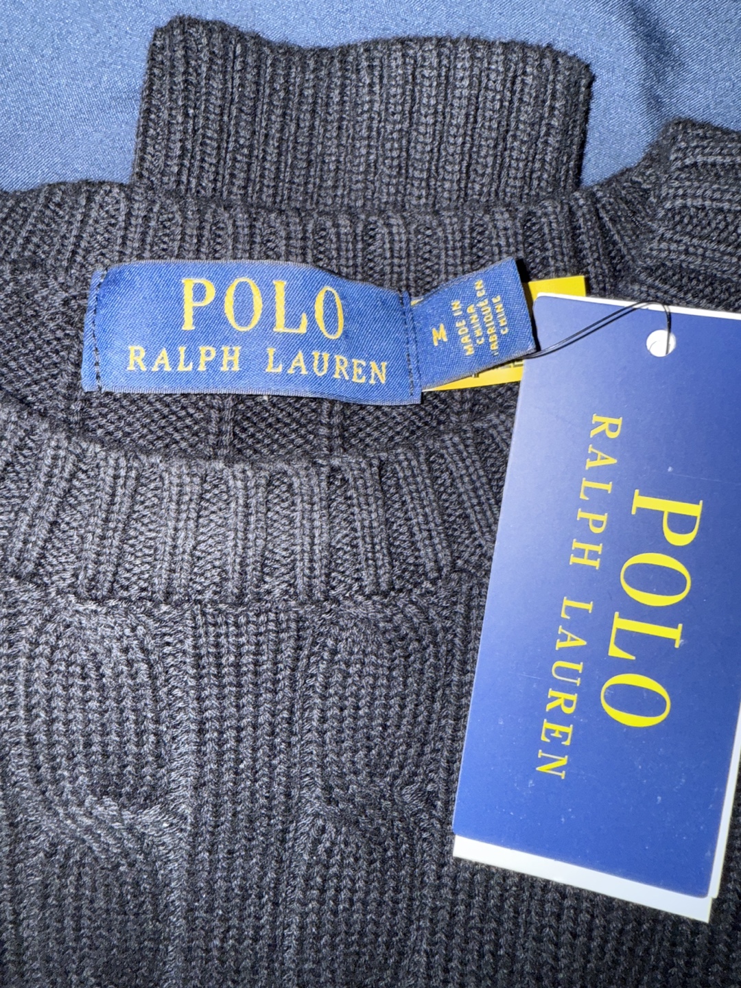 Polo Ralph Lauren Men's Black Cable Knit Sweater Size M - photo 3