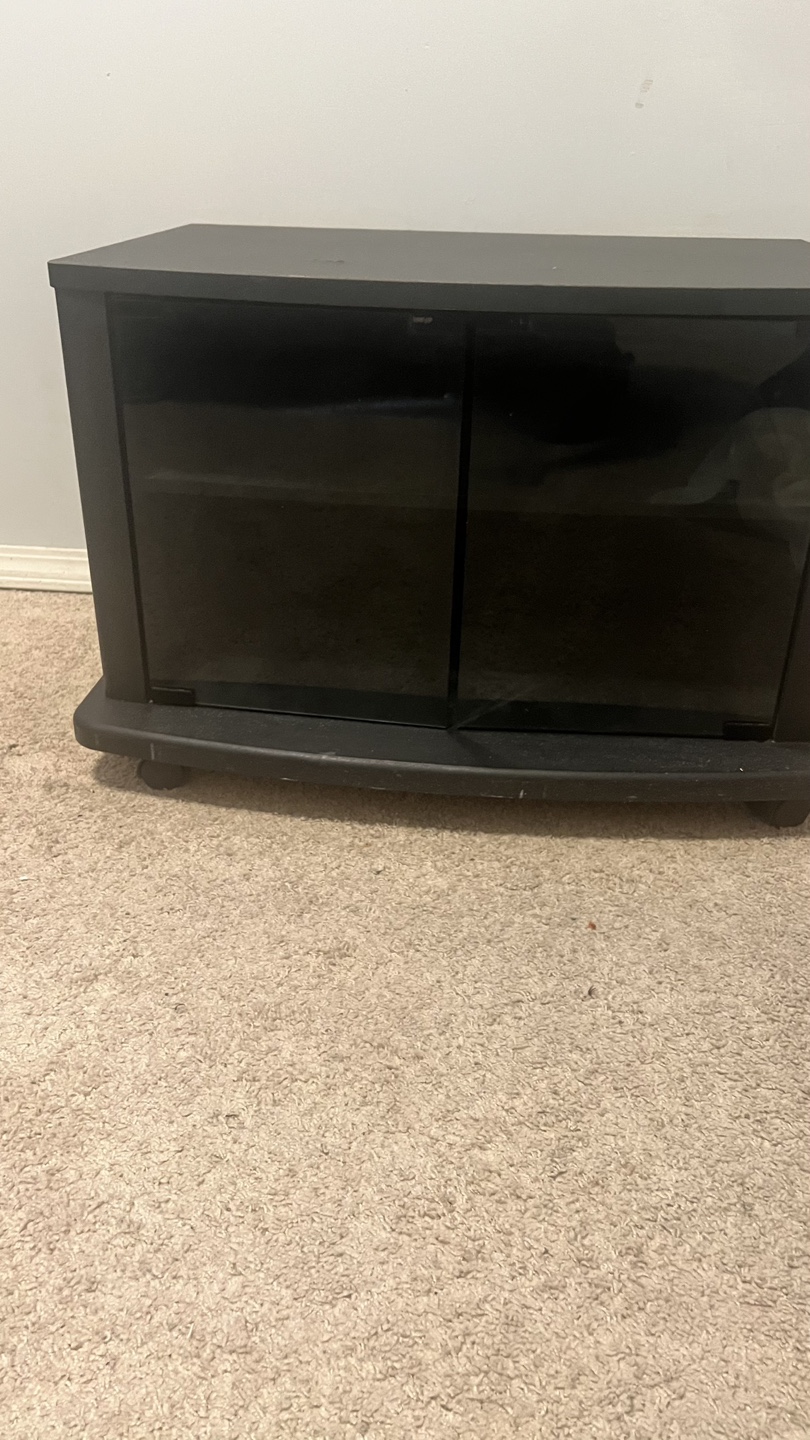 Black TV Stand with Glass Doors - photo 3