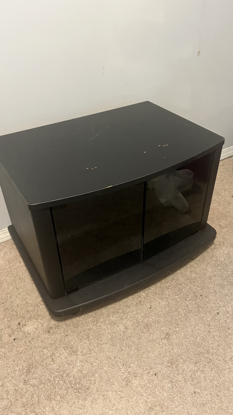 Black TV Stand with Glass Doors