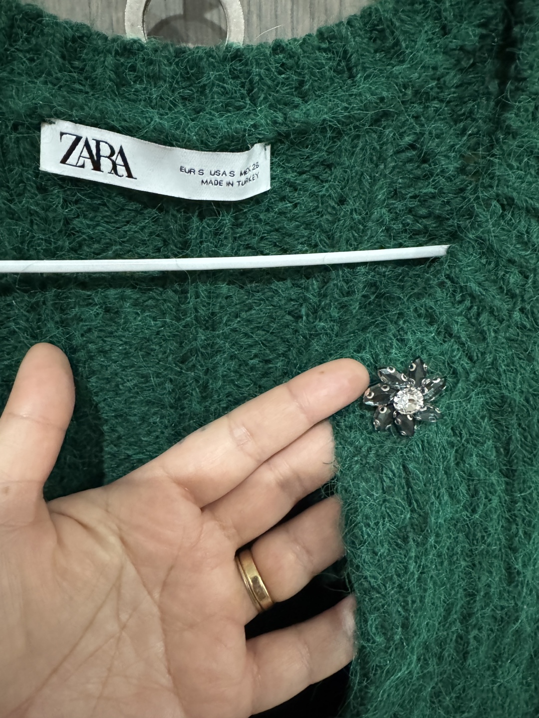 Zara Green Fuzzy Cardigan Sweater Size M