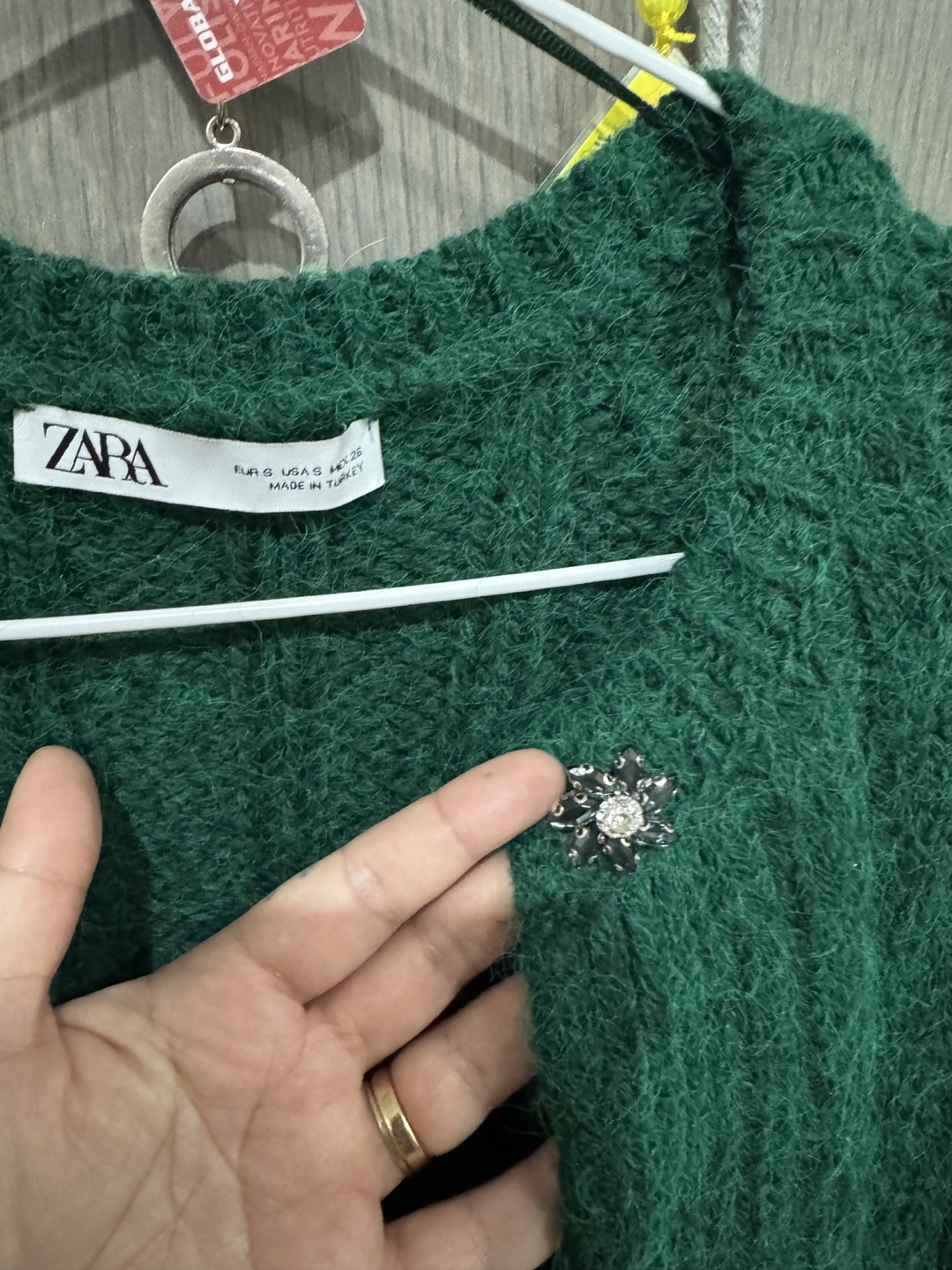 Zara Green Fuzzy Cardigan Sweater Size M - photo 2
