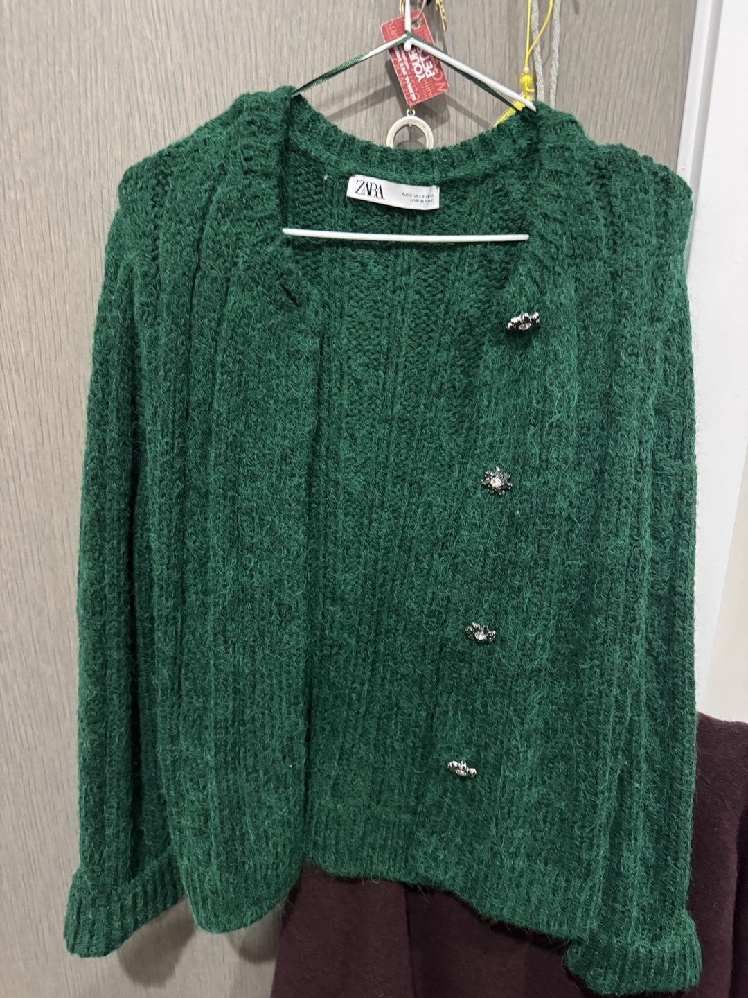 Zara Green Fuzzy Cardigan Sweater Size M - photo 3