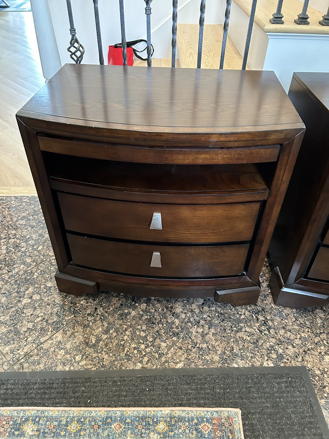 Pair of Dark Brown Wooden Nightstands - photo 2