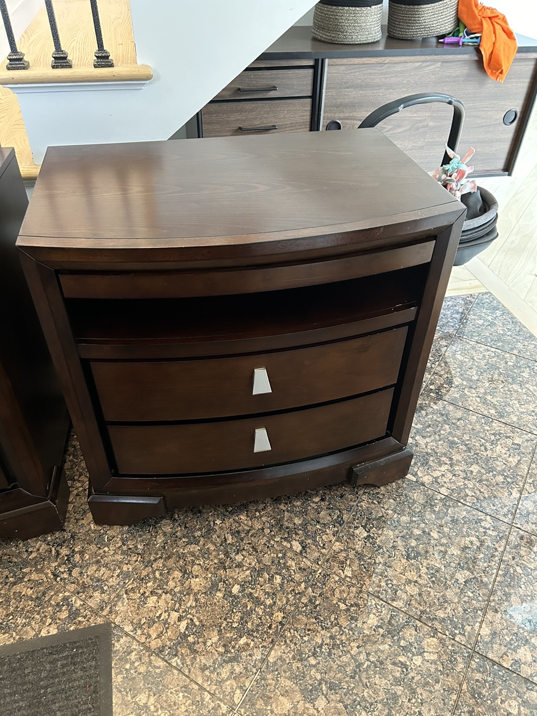 Pair of Dark Brown Wooden Nightstands - photo 3
