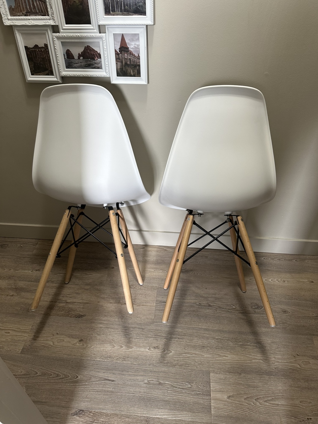 Pair of White Eames-Style Dining Chairs - photo 4