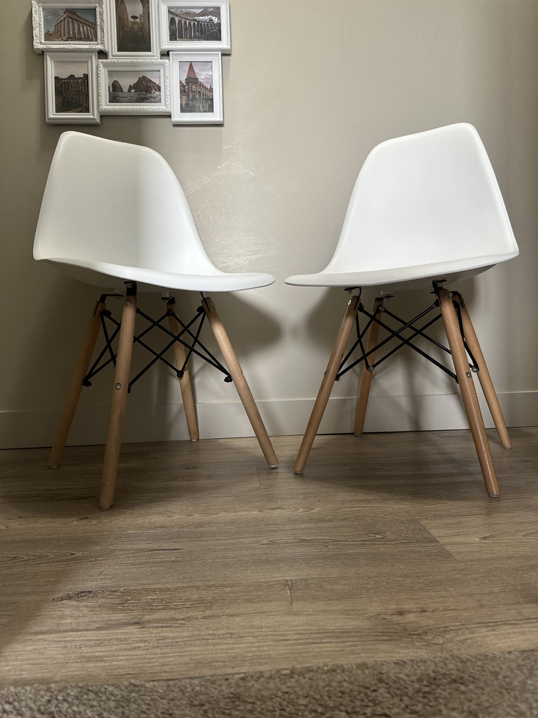 Pair of White Eames-Style Dining Chairs - photo 5